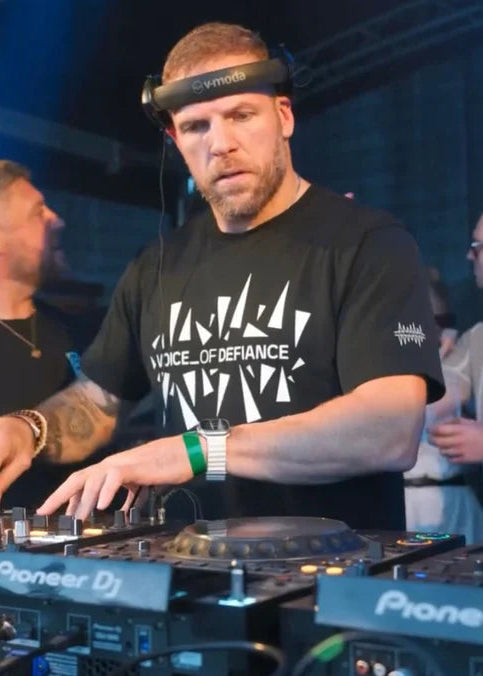 James Haskell pictured during DJ set in Voice_of Defiance